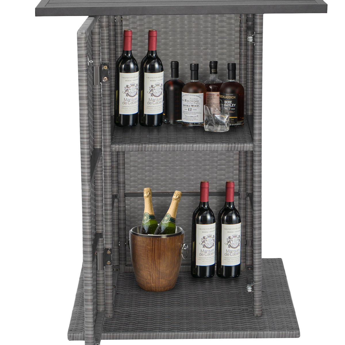5-Piece Outdoor Wicker Bar Table Set with Storage - Style 2