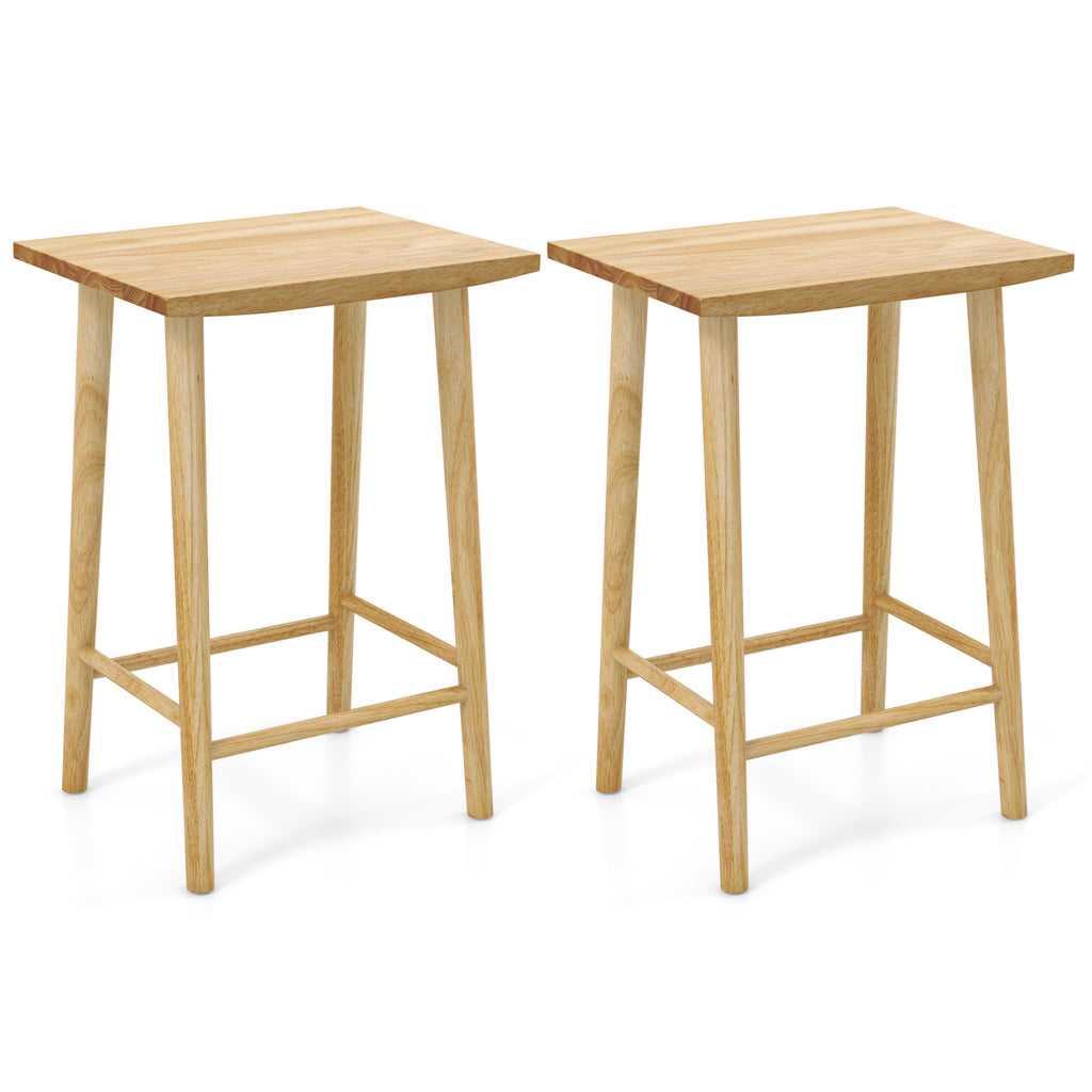 24.5-Inch Saddle Bar Stools Set of 2 with Footrests - Walnut & Gray