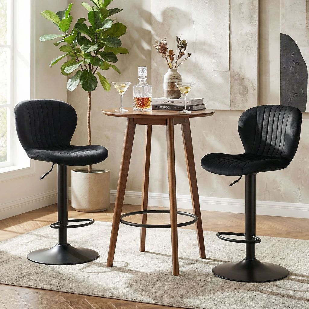 Adjustable Counter Height Chairs Set of 2, Gray - Velvet