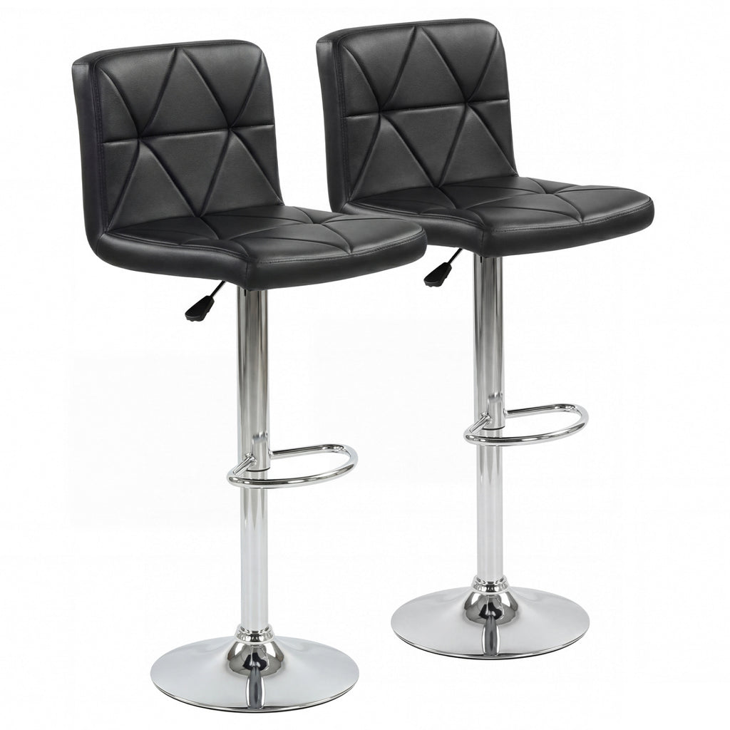 Adjustable Swivel Barstools Set of 2 with Back & Footrest - Black Diamond