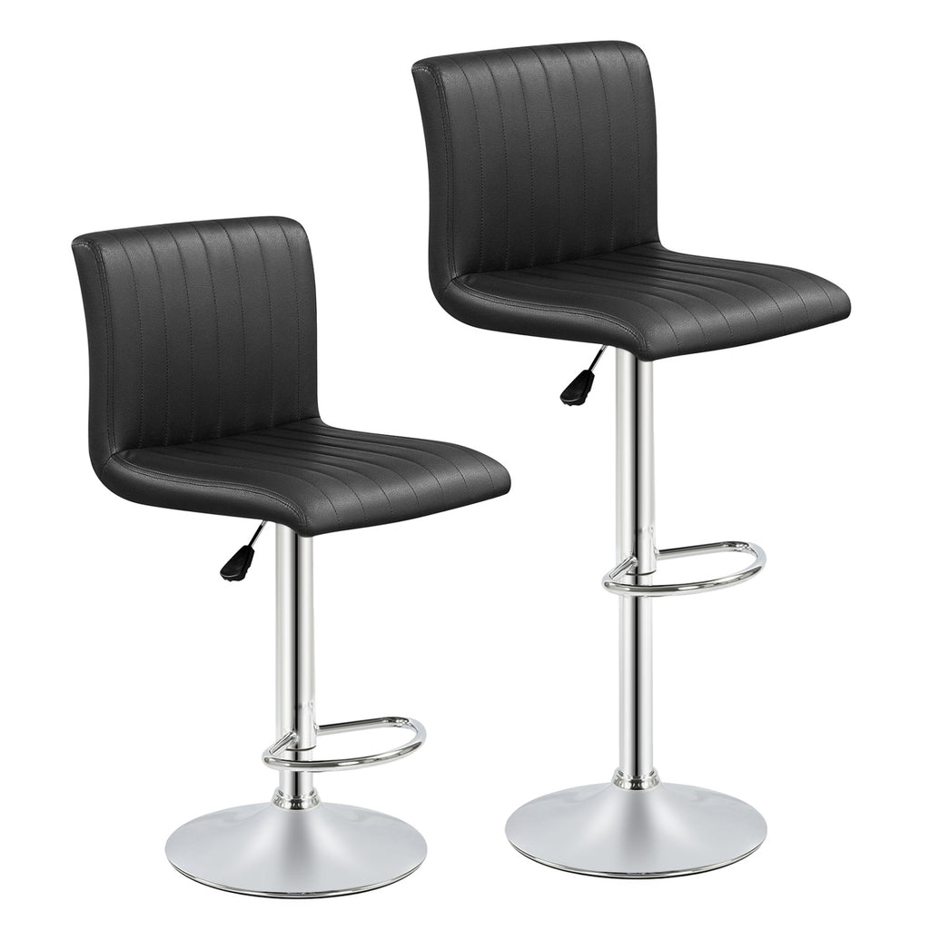 Swivel Bar Stools Set of 2 Adjustable Height – Horizontal Stripes, Black