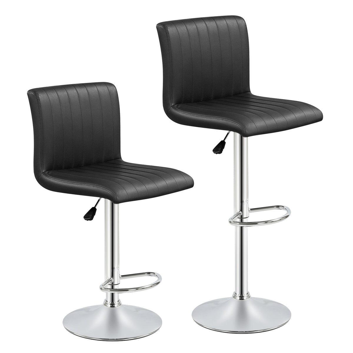 Swivel Bar Stools Set of 2 Adjustable Height – Horizontal Stripes, Black