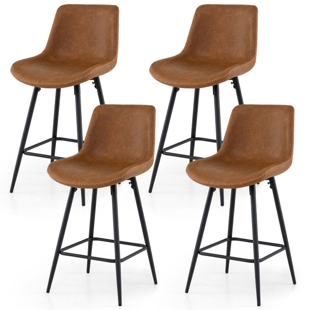 24 Inch Bar Stools Set of 2 with Backs - Brown