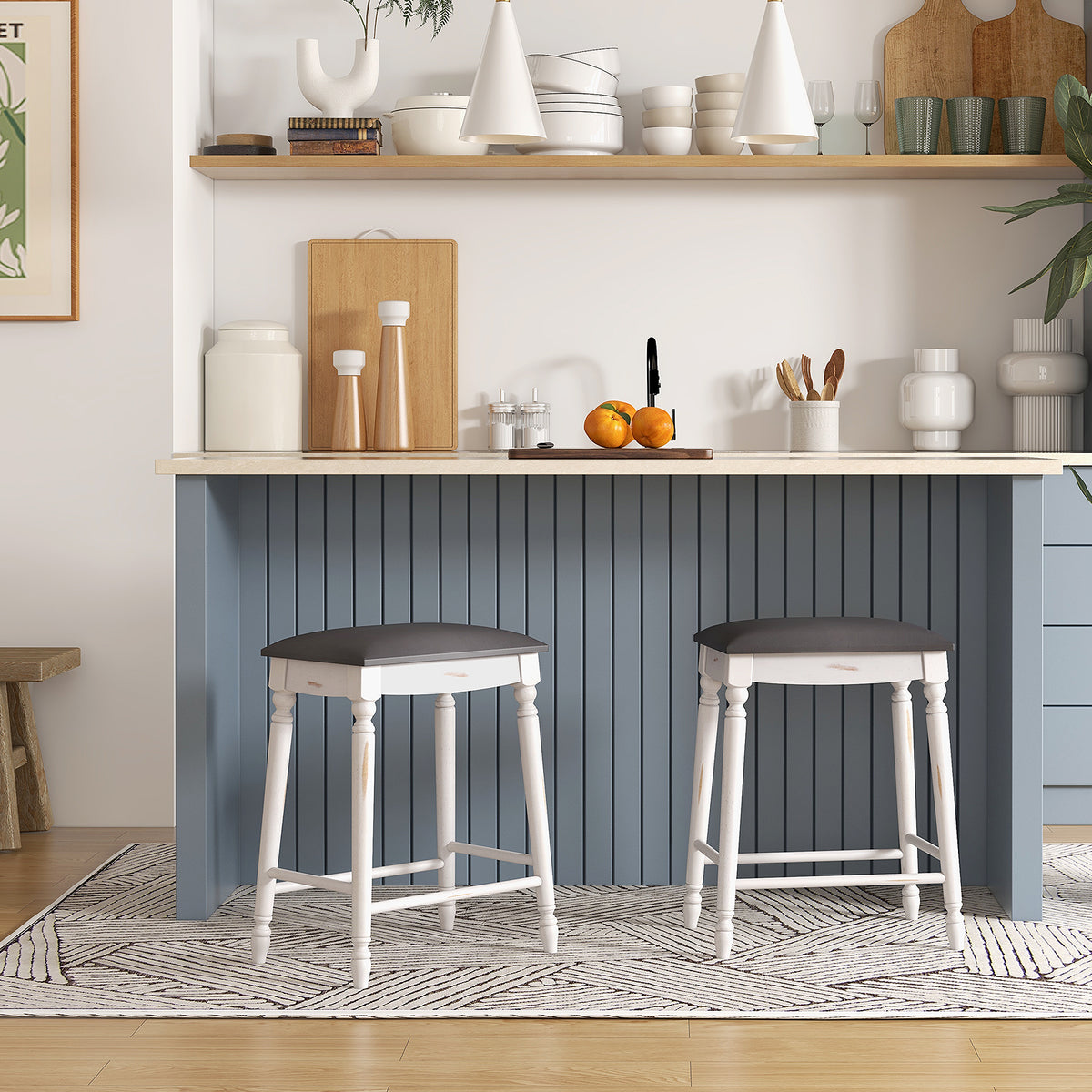 29-Inch Bar Stool Set of 2 with Padded Seat Cushions