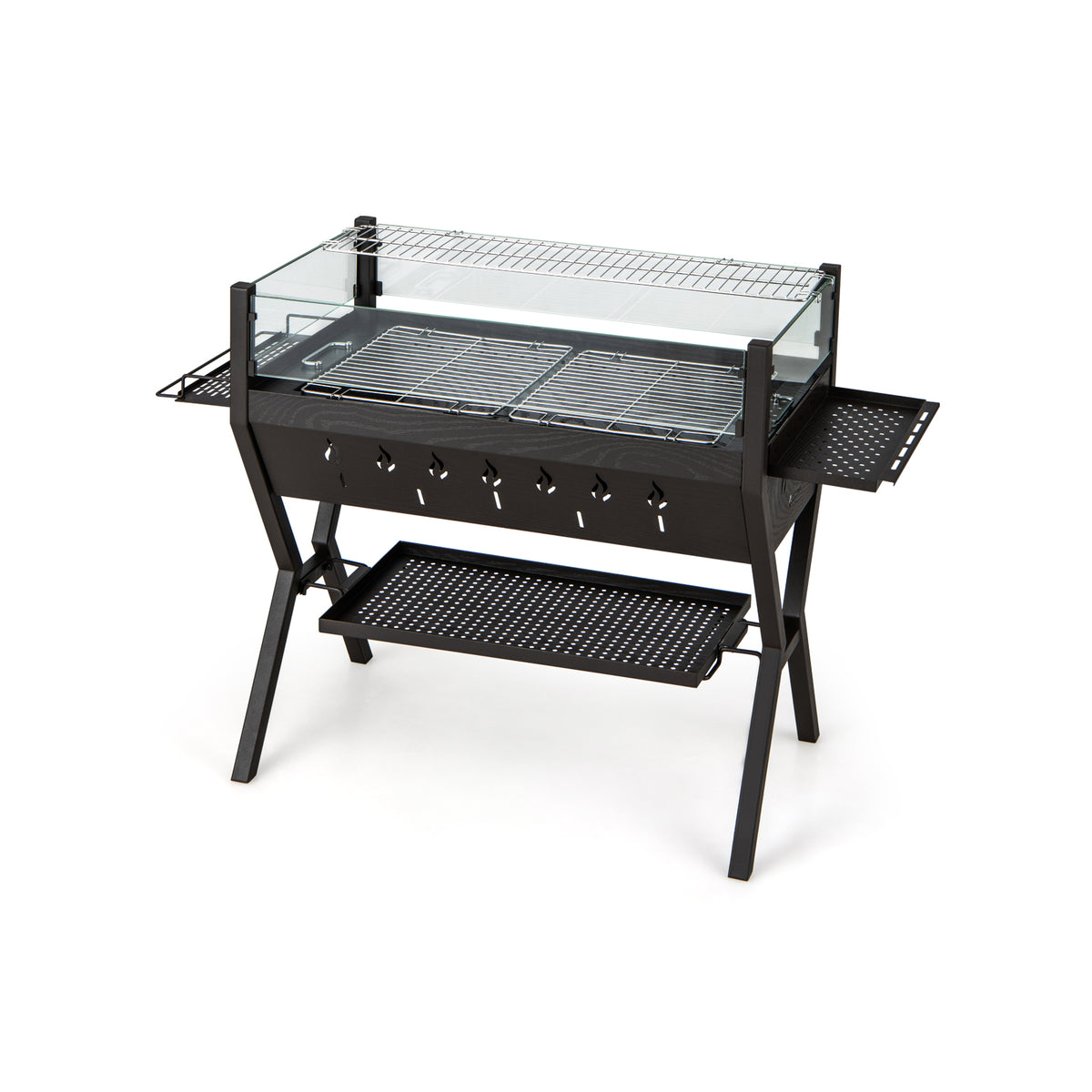 Barbecue Charcoal Grills with Wind Guard Seasoning Racks