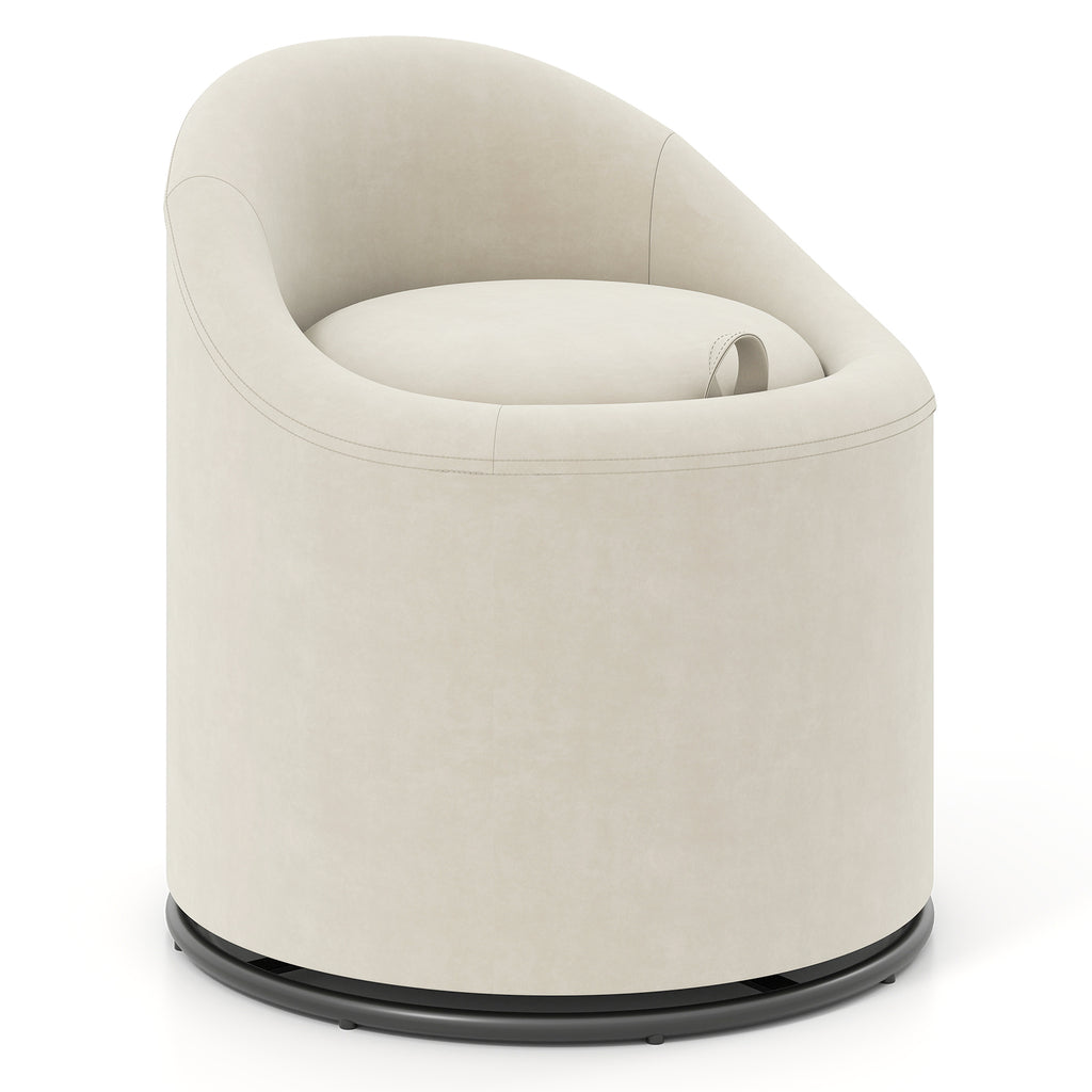 Barrel Chair with Storage and 360° Swivel - Beige