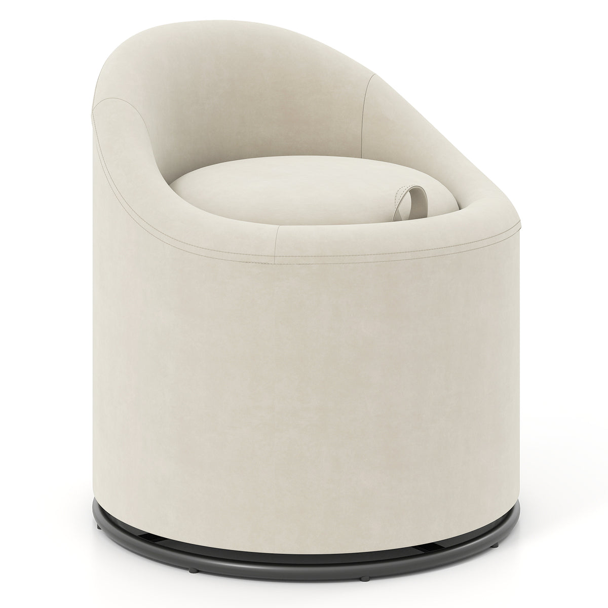 Barrel Chair with Storage and 360° Swivel - Beige