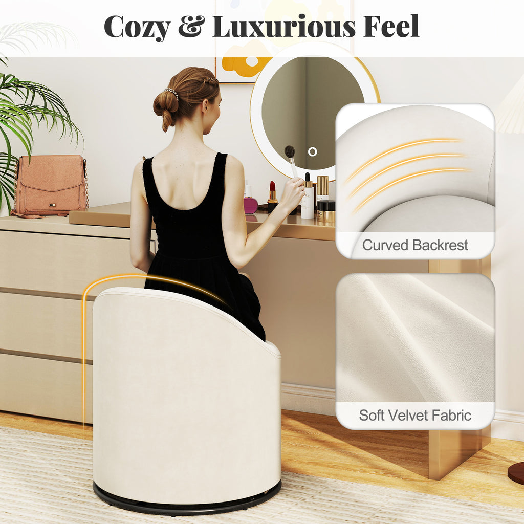 Barrel Chair with Storage and 360° Swivel - Beige