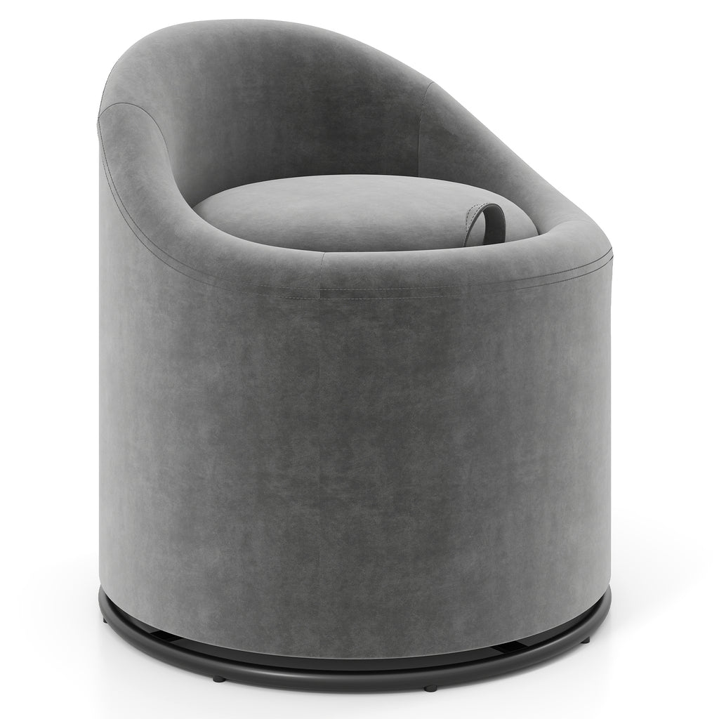Barrel Chair with Storage and 360° Swivel - Beige