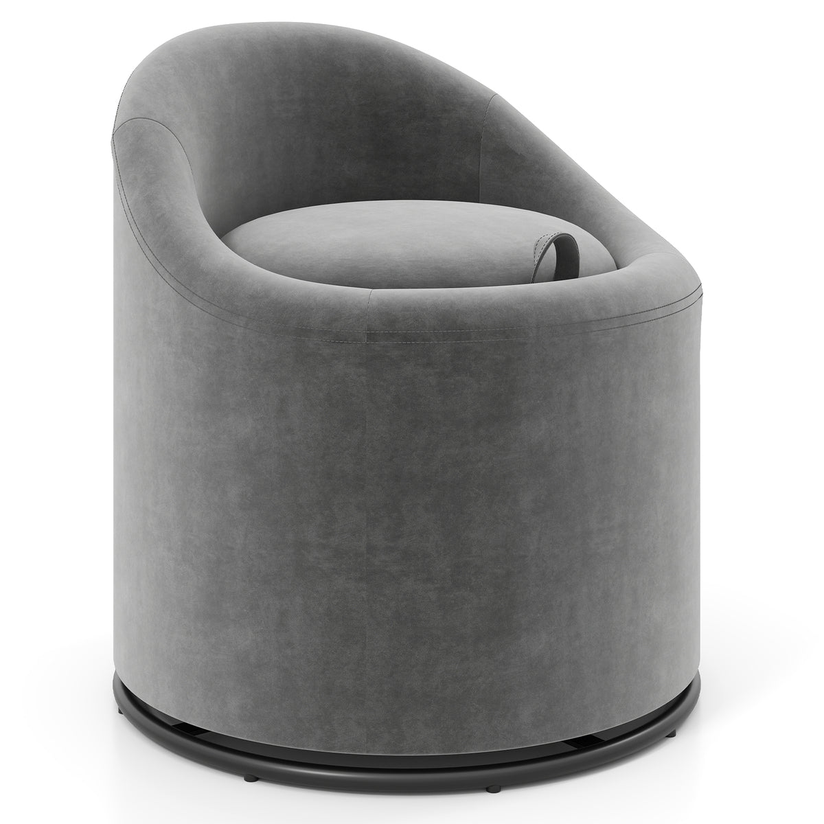 Barrel Chair with Storage and 360° Swivel - Beige