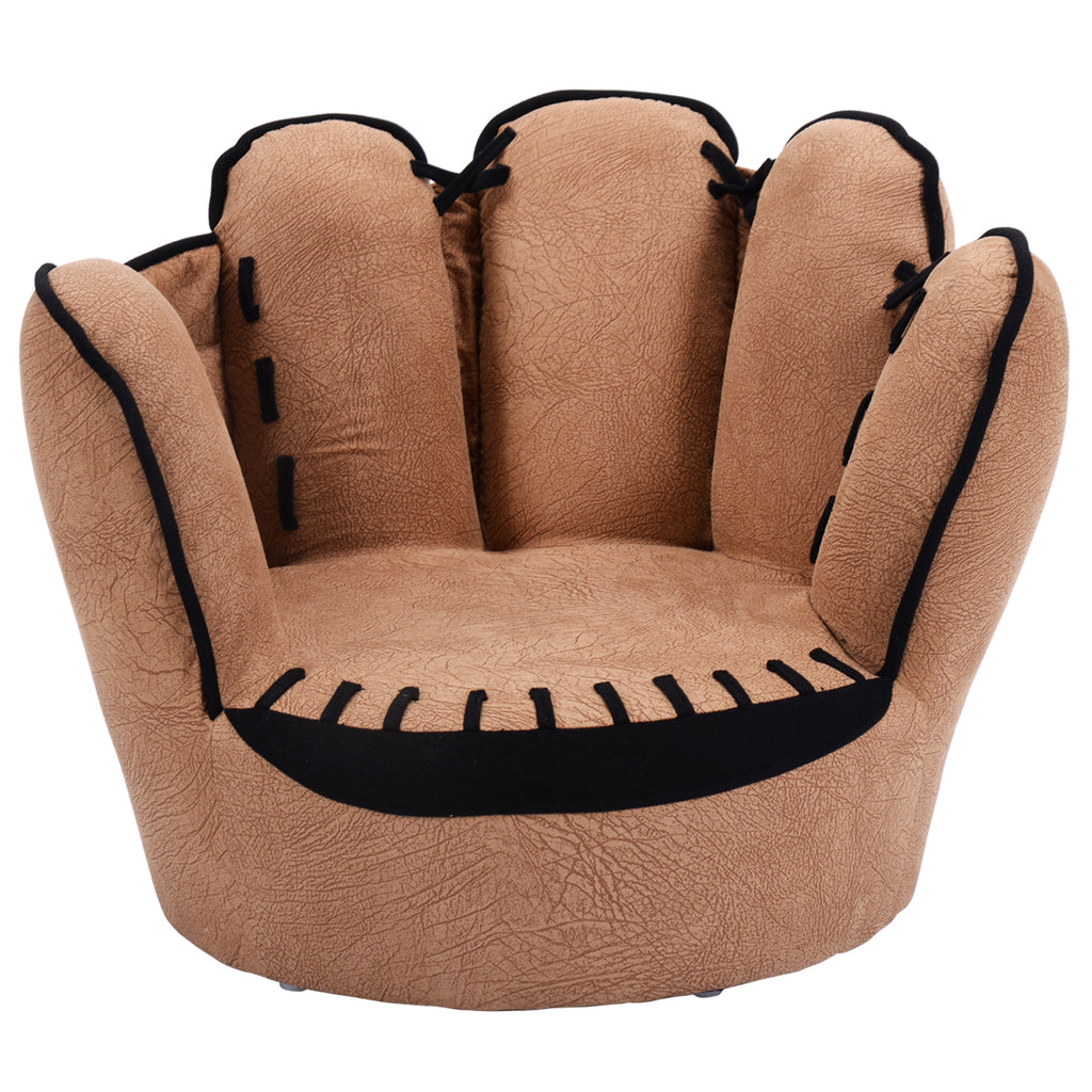 Kids Baseball Glove-Shaped Upholstered Sofa - 23x19 Inches, Soft Faux Suede