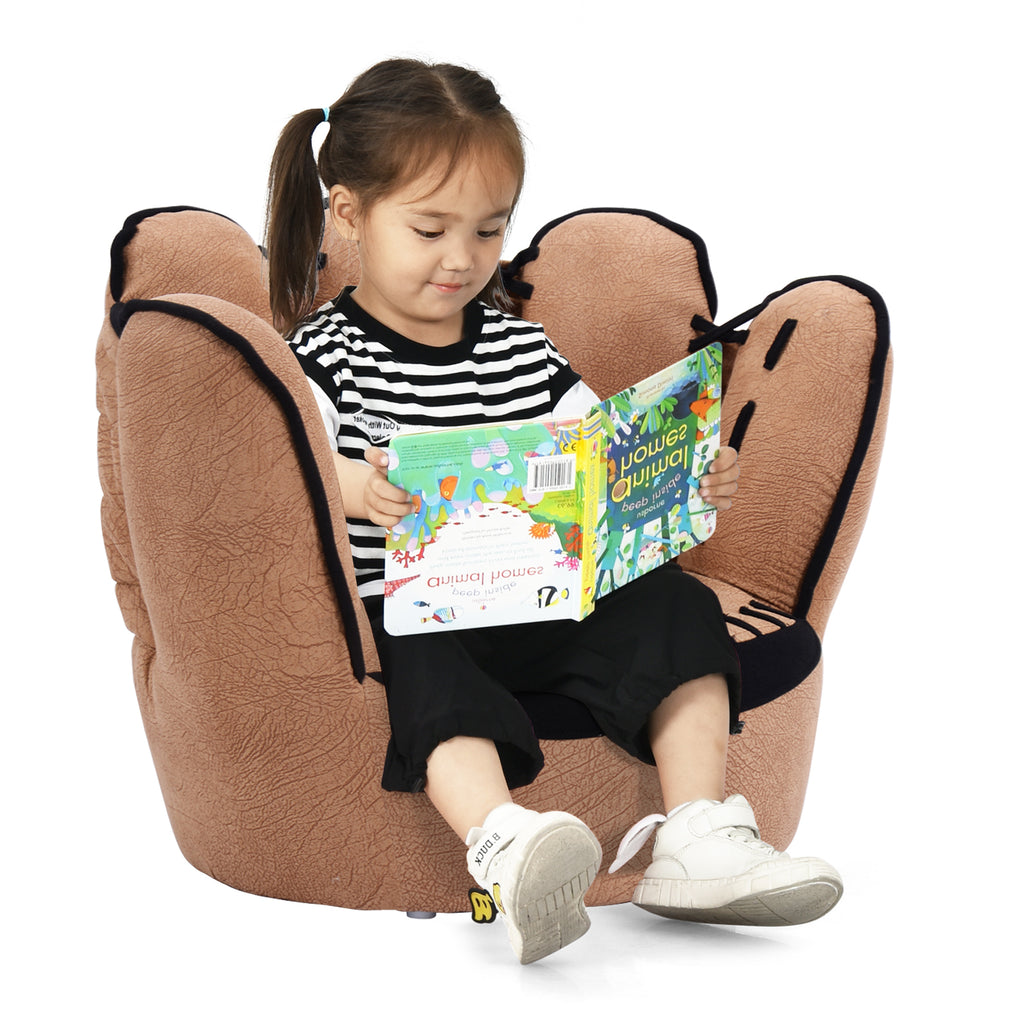 Kids Baseball Glove-Shaped Upholstered Sofa - 23x19 Inches, Soft Faux Suede