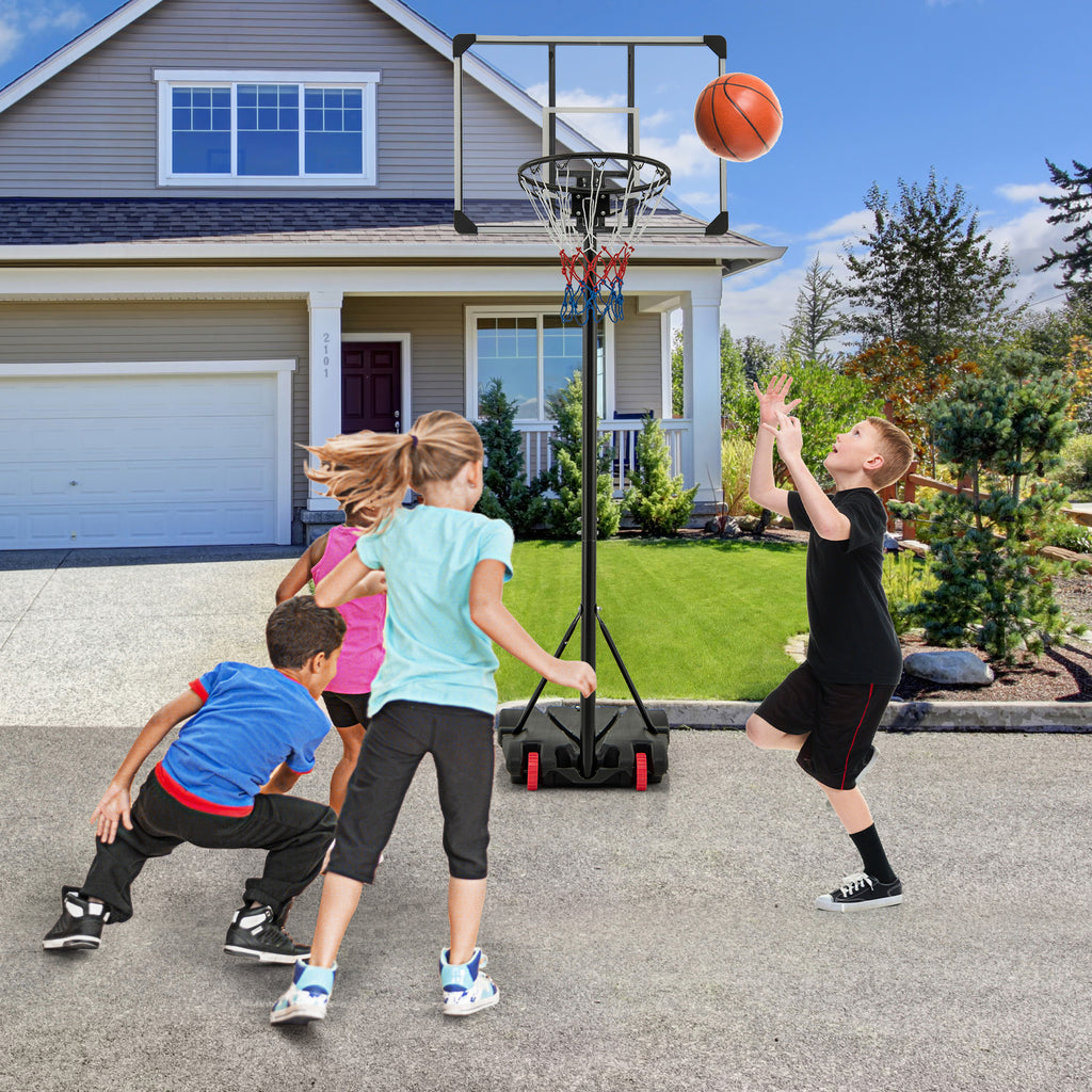 Adjustable Portable Basketball Hoop System with Wheels & Fillable Base