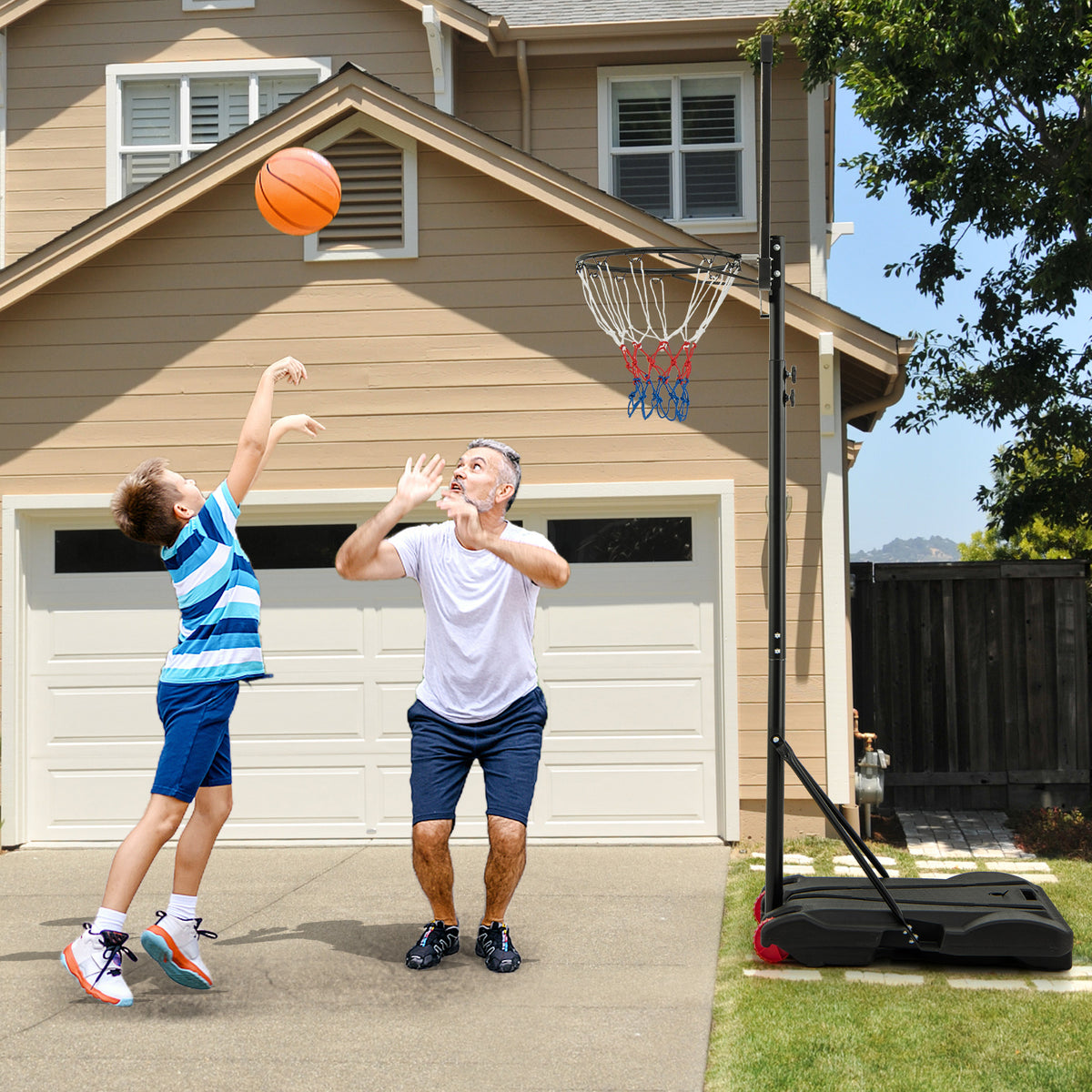 Adjustable Portable Basketball Hoop System with Wheels & Fillable Base