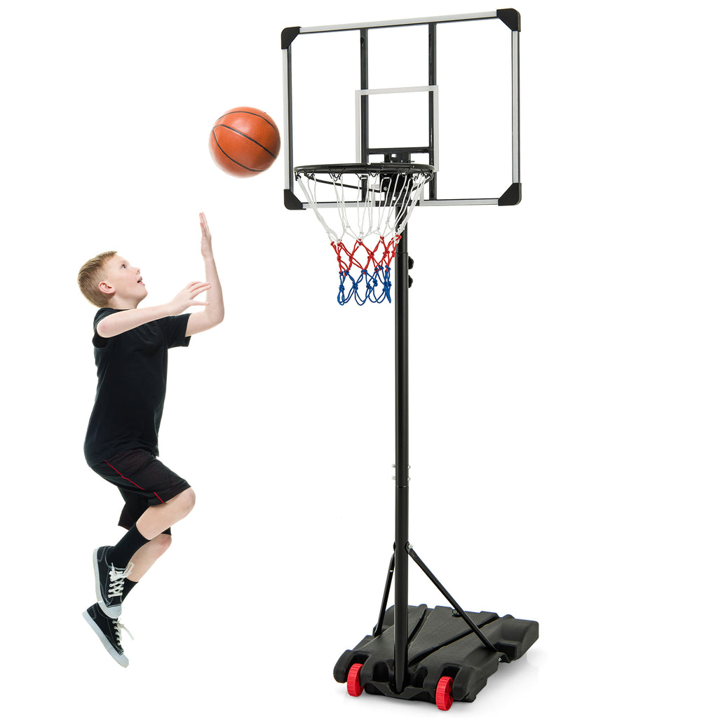 Adjustable Portable Basketball Hoop System with Wheels & Fillable Base