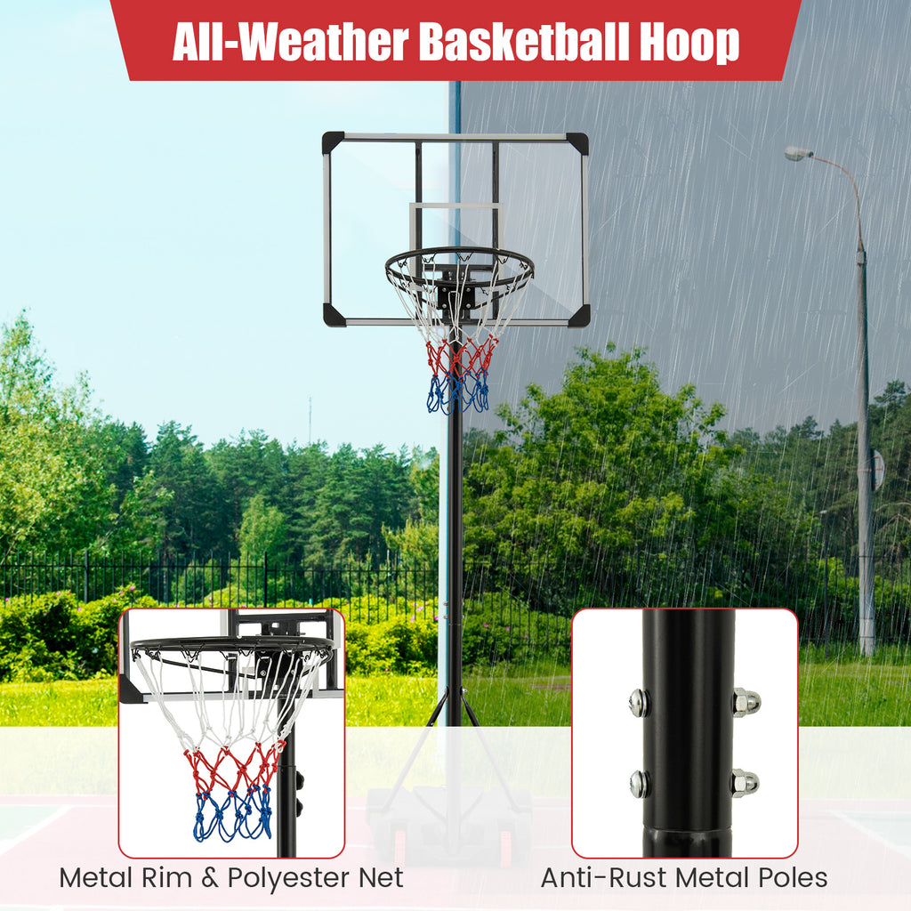 Adjustable Portable Basketball Hoop System with Wheels & Fillable Base