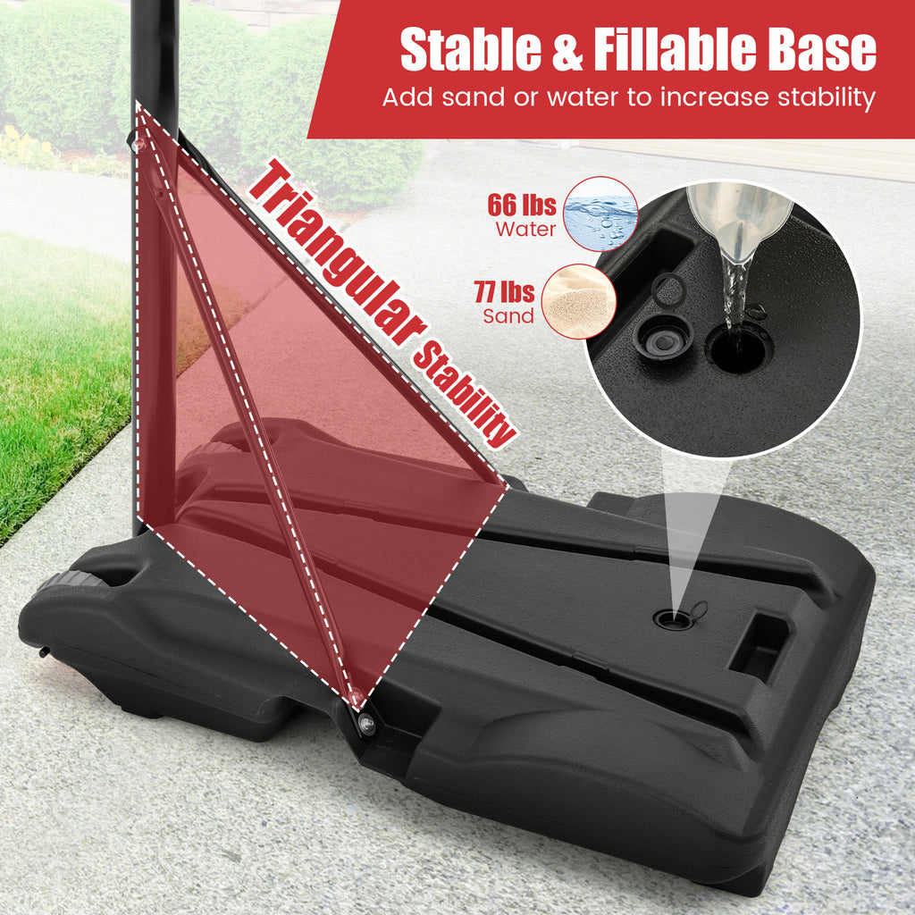 Adjustable Portable Basketball Hoop System with Wheels & Fillable Base