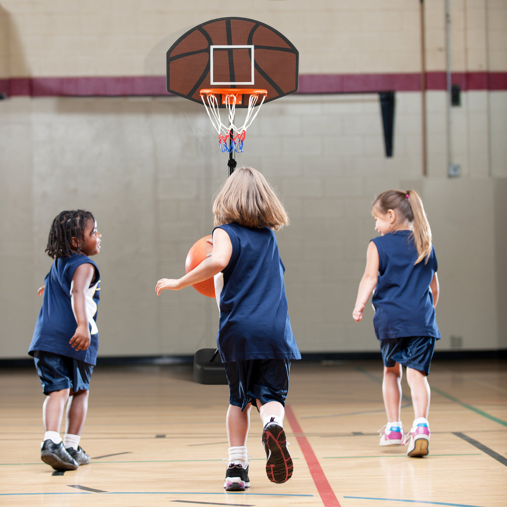 Adjustable Kids Basketball Hoop 5.6-6.5 ft with Shatterproof Backboard, Portable