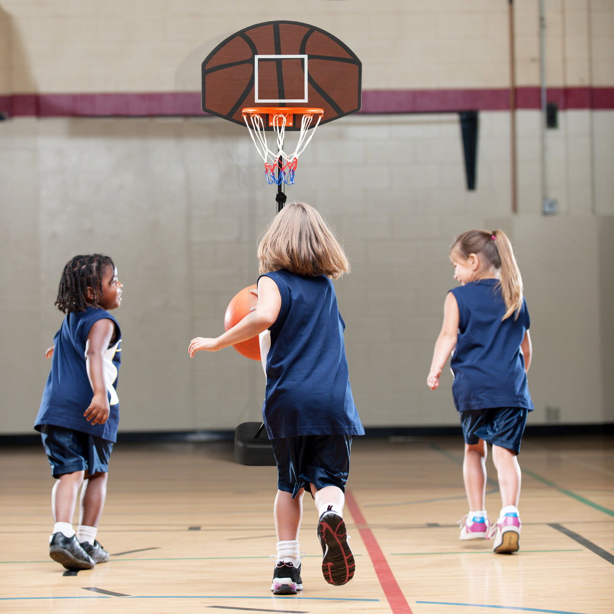 Adjustable Kids Basketball Hoop 5.6-6.5 ft with Shatterproof Backboard, Portable