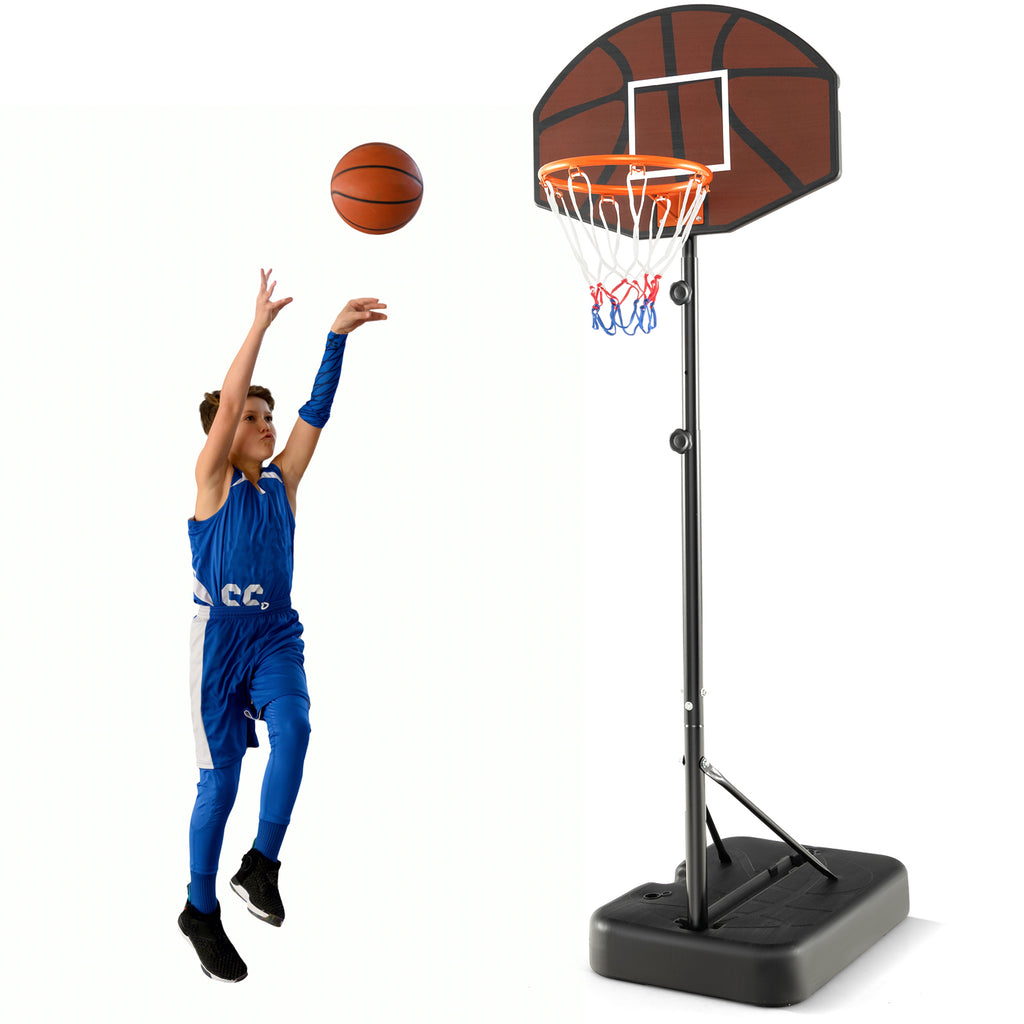 Adjustable Kids Basketball Hoop 5.6-6.5 ft with Shatterproof Backboard, Portable