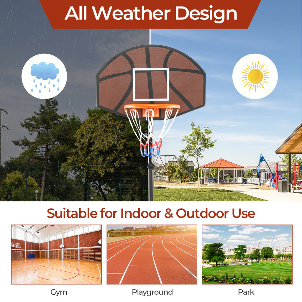 Adjustable Kids Basketball Hoop 5.6-6.5 ft with Shatterproof Backboard, Portable