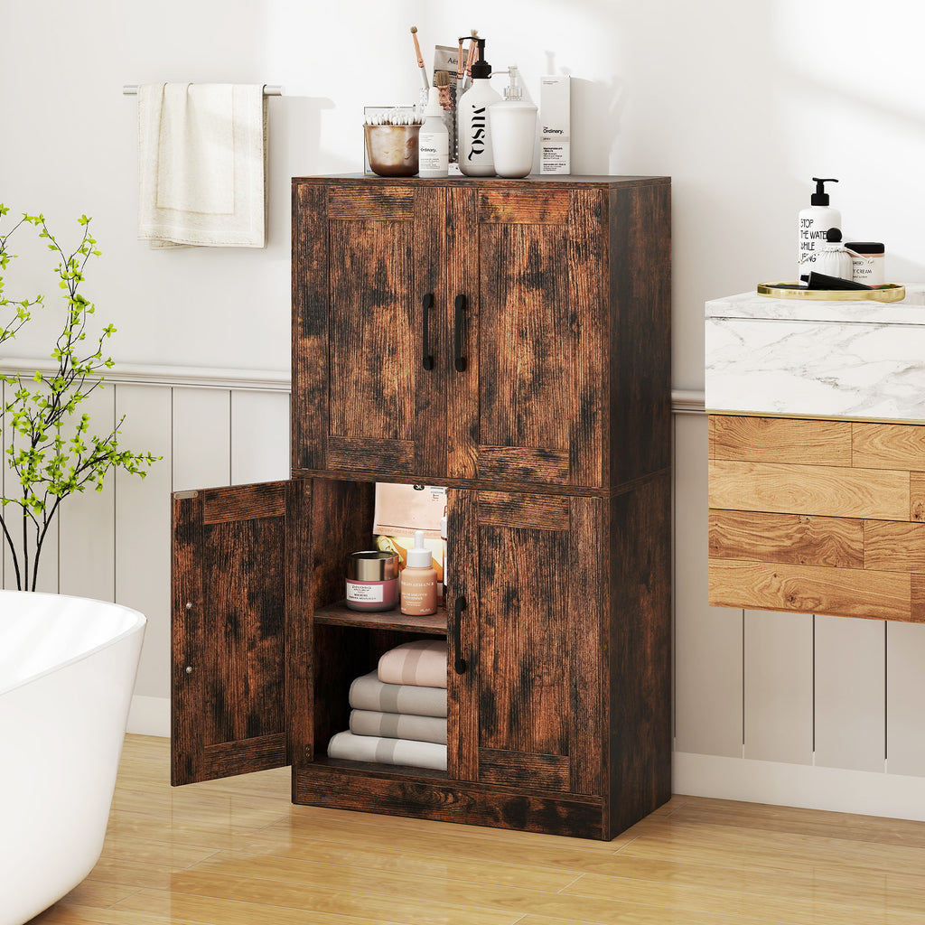 Bathroom Cabinet 43.5 inch Storage with Doors and Adjustable Shelves
