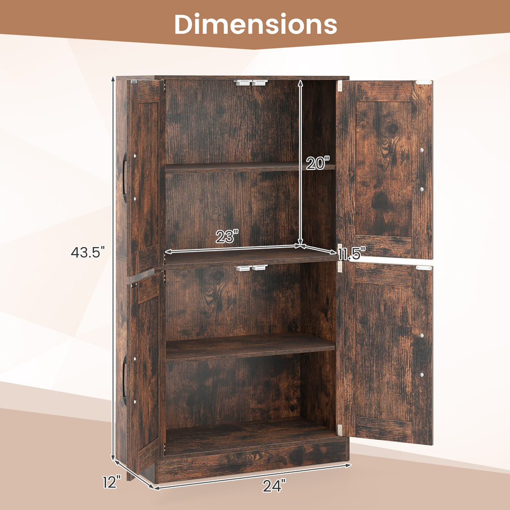 Bathroom Cabinet 43.5 inch Storage with Doors and Adjustable Shelves