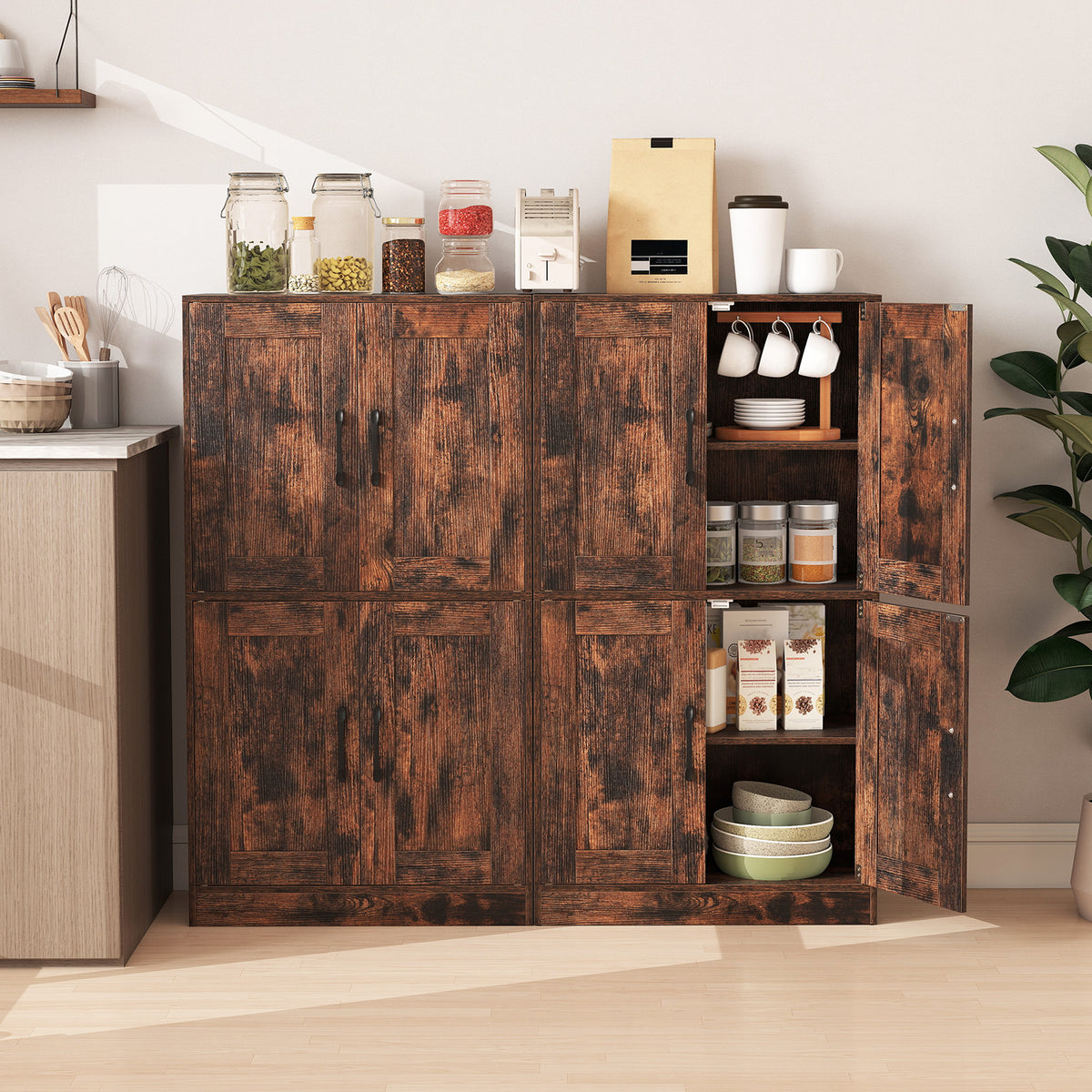 Bathroom Cabinet 43.5 inch Storage with Doors and Adjustable Shelves
