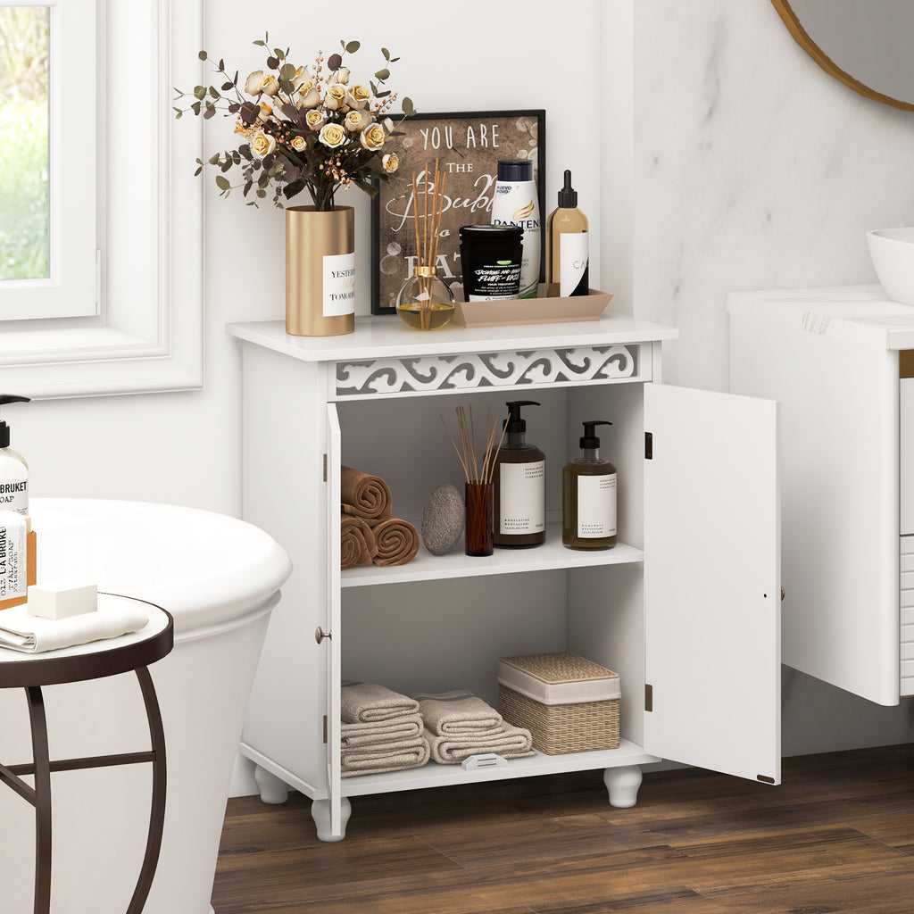 Freestanding Bathroom Cabinet Floor Storage Organizer with Adjustable