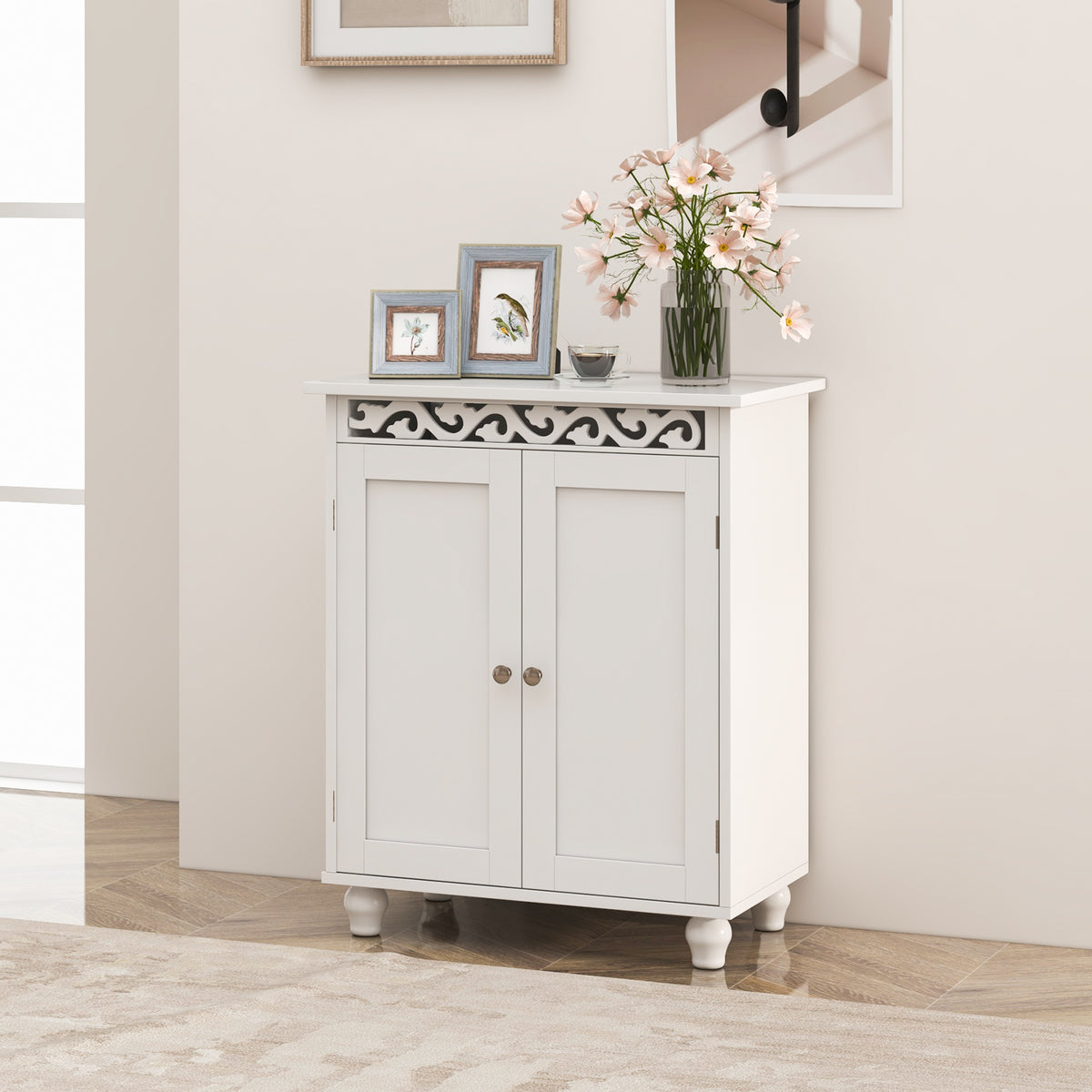 Freestanding Bathroom Cabinet Floor Storage Organizer with Adjustable