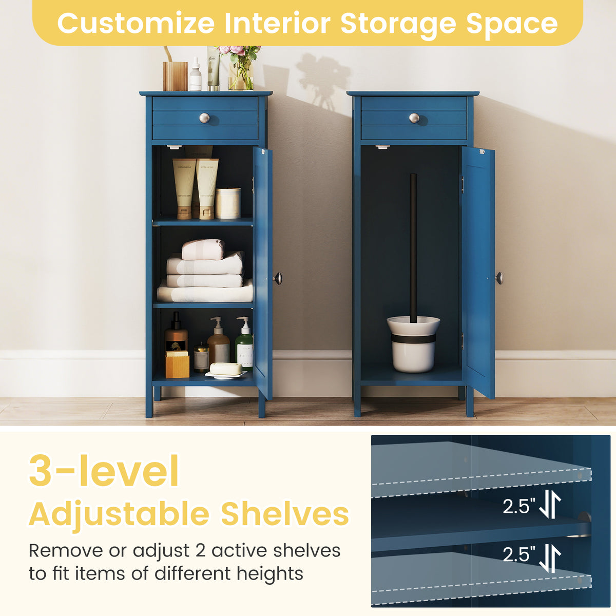 Bathroom Cabinet Set - 3 Pieces, Prussian Blue
