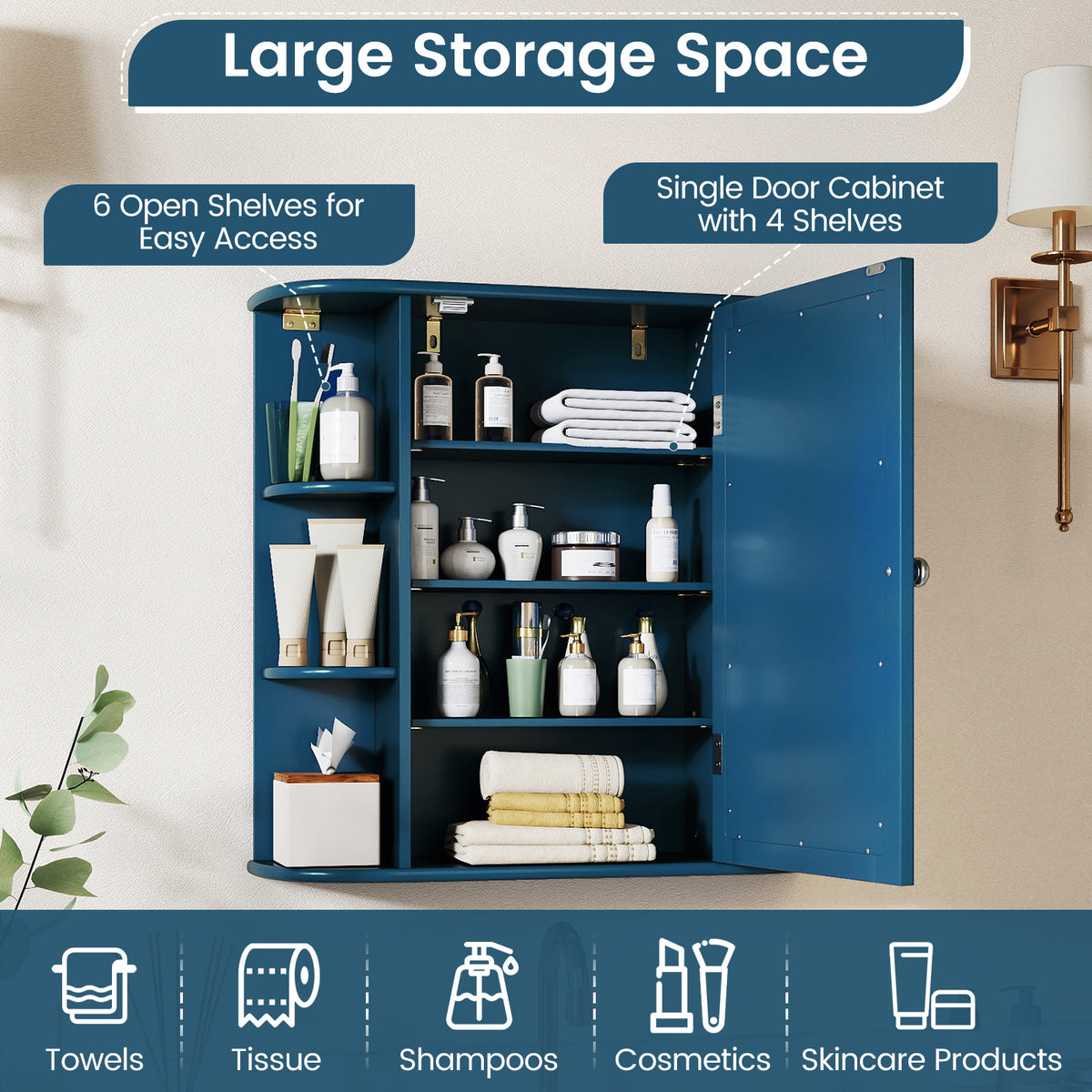 Bathroom Cabinet Set - 3 Pieces, Prussian Blue