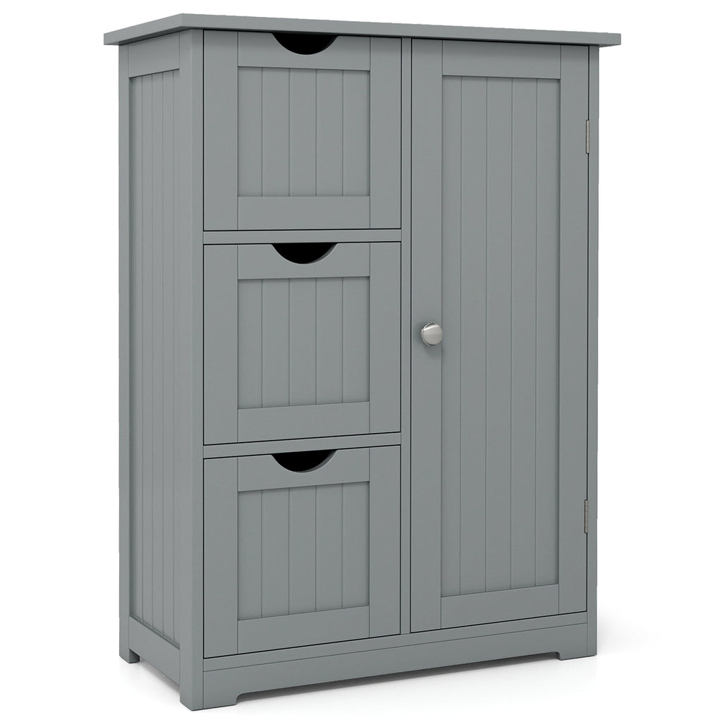 Bathroom Floor Cabinet Side Storage with 3 Drawers and 1 Cupboard