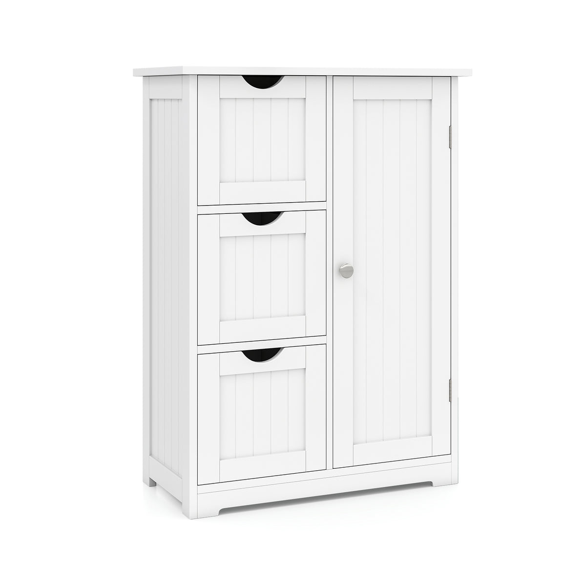 Bathroom Floor Cabinet with 3 Drawers and 1 Cupboard, White