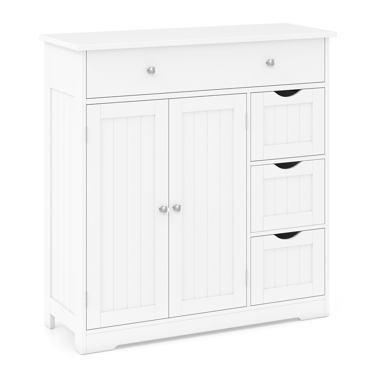 Wall Mounted Bathroom Storage Medicine Cabinet with Towel Bar - Brown