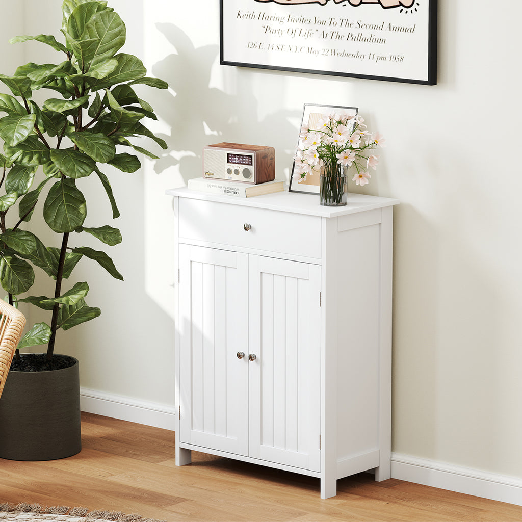 Bathroom Floor Cabinet with Drawer & 2 Doors Storage - Black