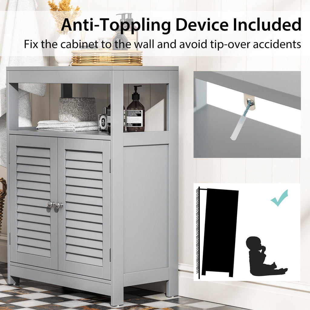 Freestanding Bathroom Floor Cabinet with Double Shutter Doors