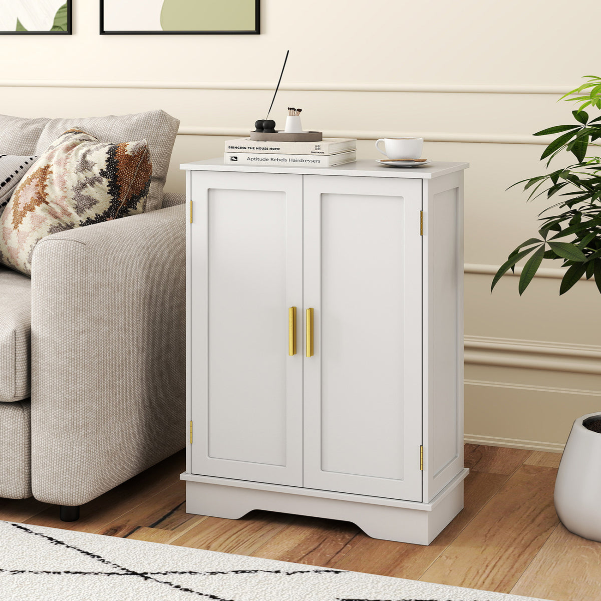 Bathroom Floor Storage Cabinet 31.5 Inch - 2 Door Gray