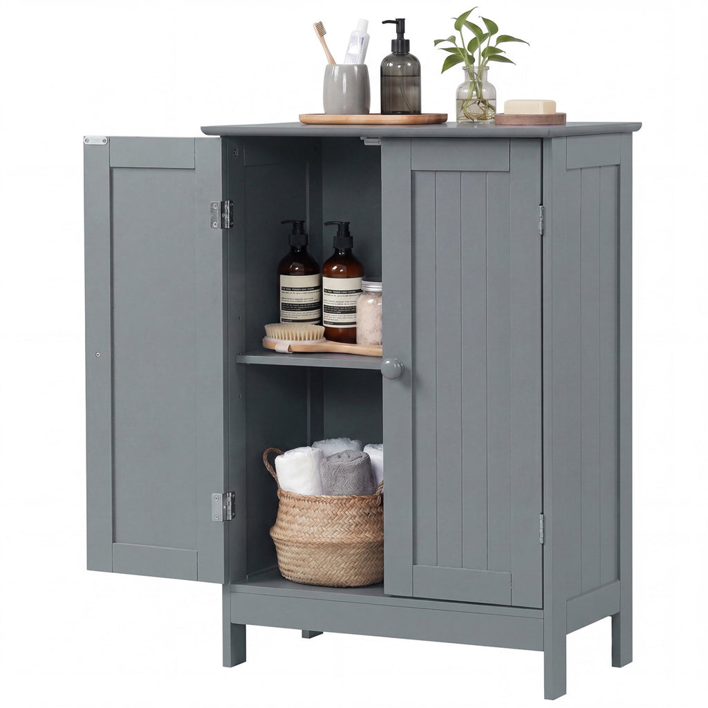 2-Door Bathroom Cabinet with Adjustable Shelf, 34.5-Inch H, Gray