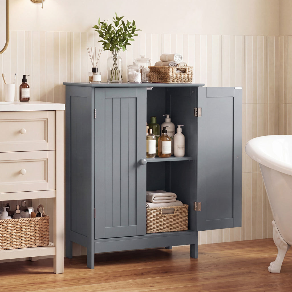 2-Door Bathroom Cabinet with Adjustable Shelf, 34.5-Inch H, Gray