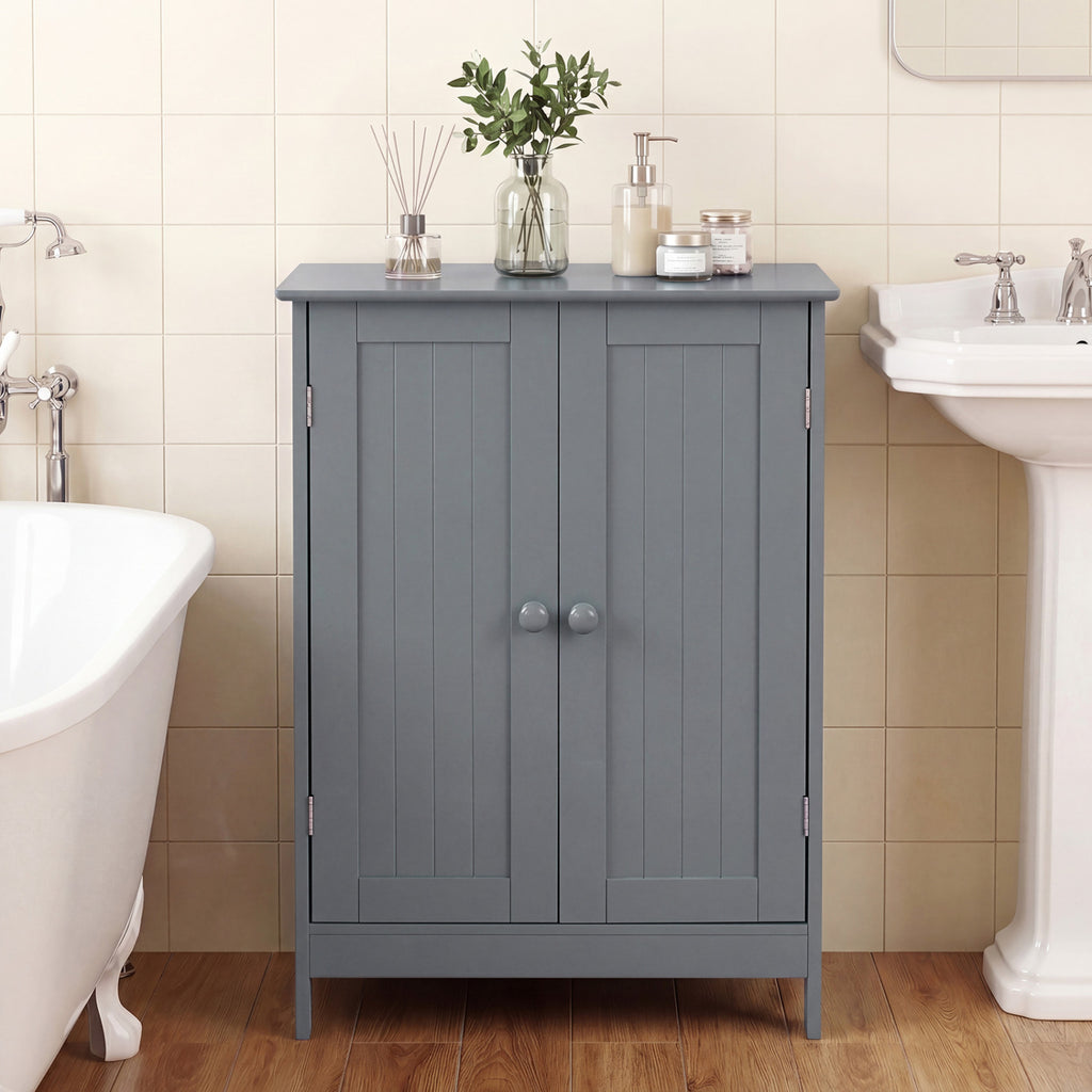 2-Door Bathroom Cabinet with Adjustable Shelf, 34.5-Inch H, Gray