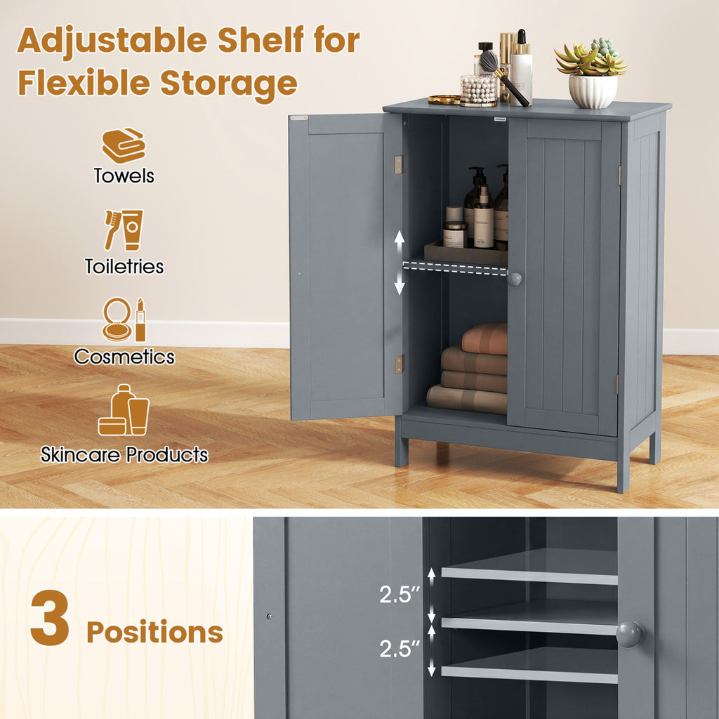2-Door Bathroom Cabinet with Adjustable Shelf, 34.5-Inch H, Gray
