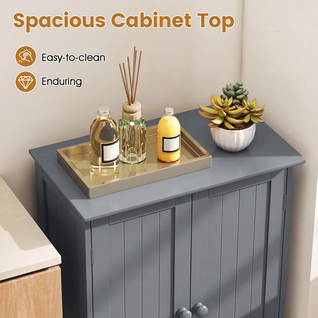 2-Door Bathroom Cabinet with Adjustable Shelf, 34.5-Inch H, Gray