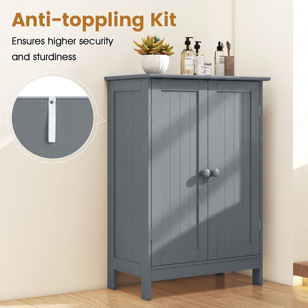 2-Door Bathroom Cabinet with Adjustable Shelf, 34.5-Inch H, Gray