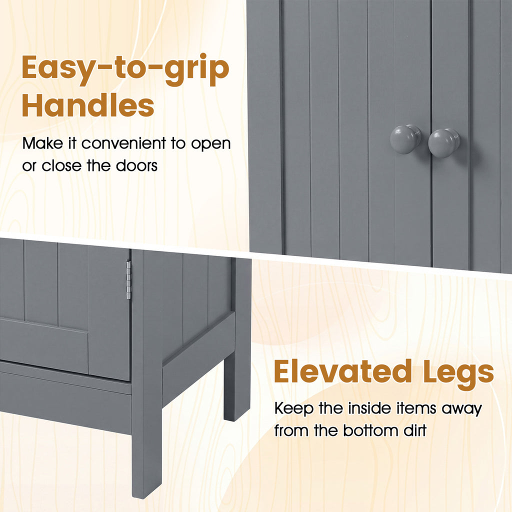 2-Door Bathroom Cabinet with Adjustable Shelf, 34.5-Inch H, Gray