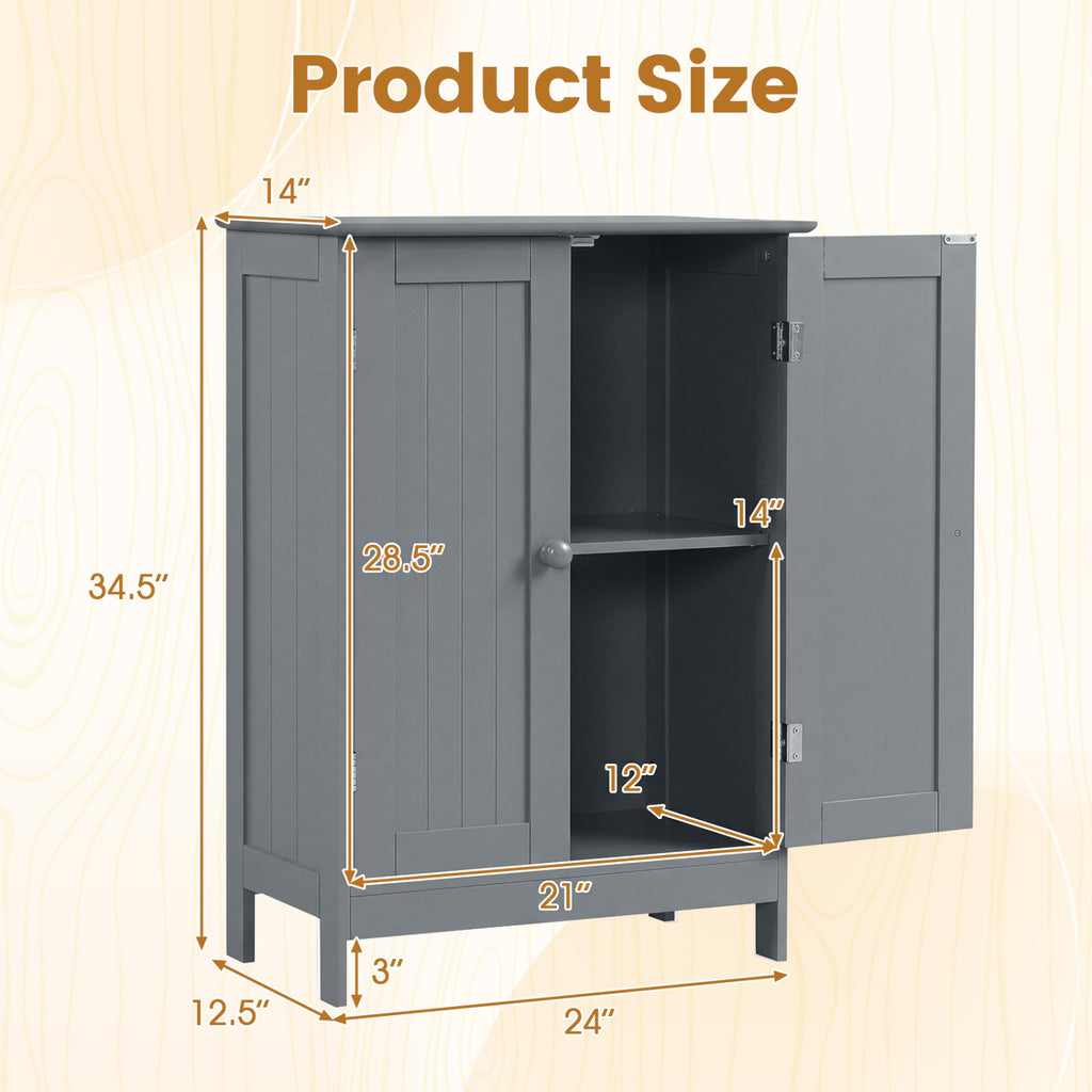 2-Door Bathroom Cabinet with Adjustable Shelf, 34.5-Inch H, Gray