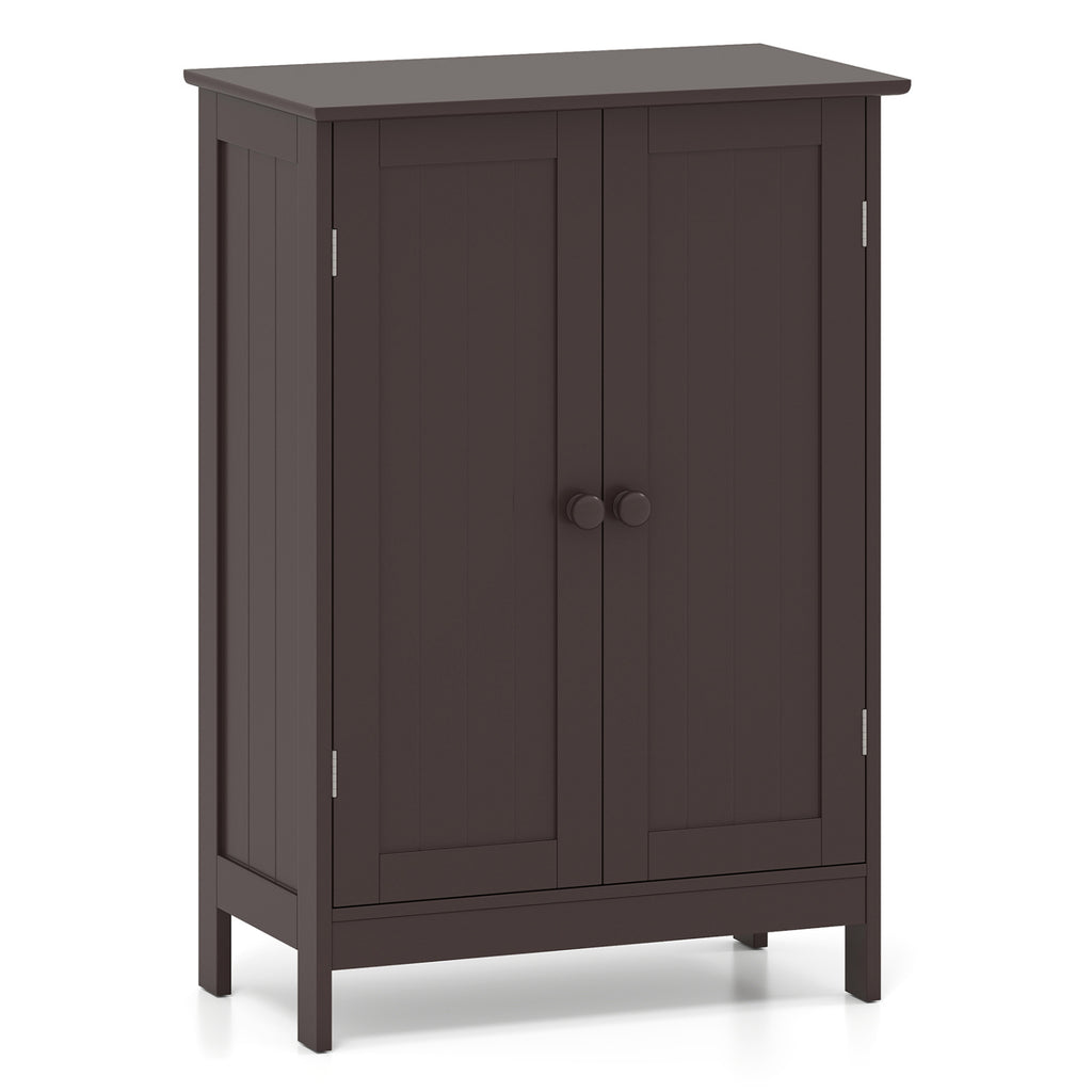 2-Door Freestanding Wooden Bathroom Cabinet with Adjustable Shelf