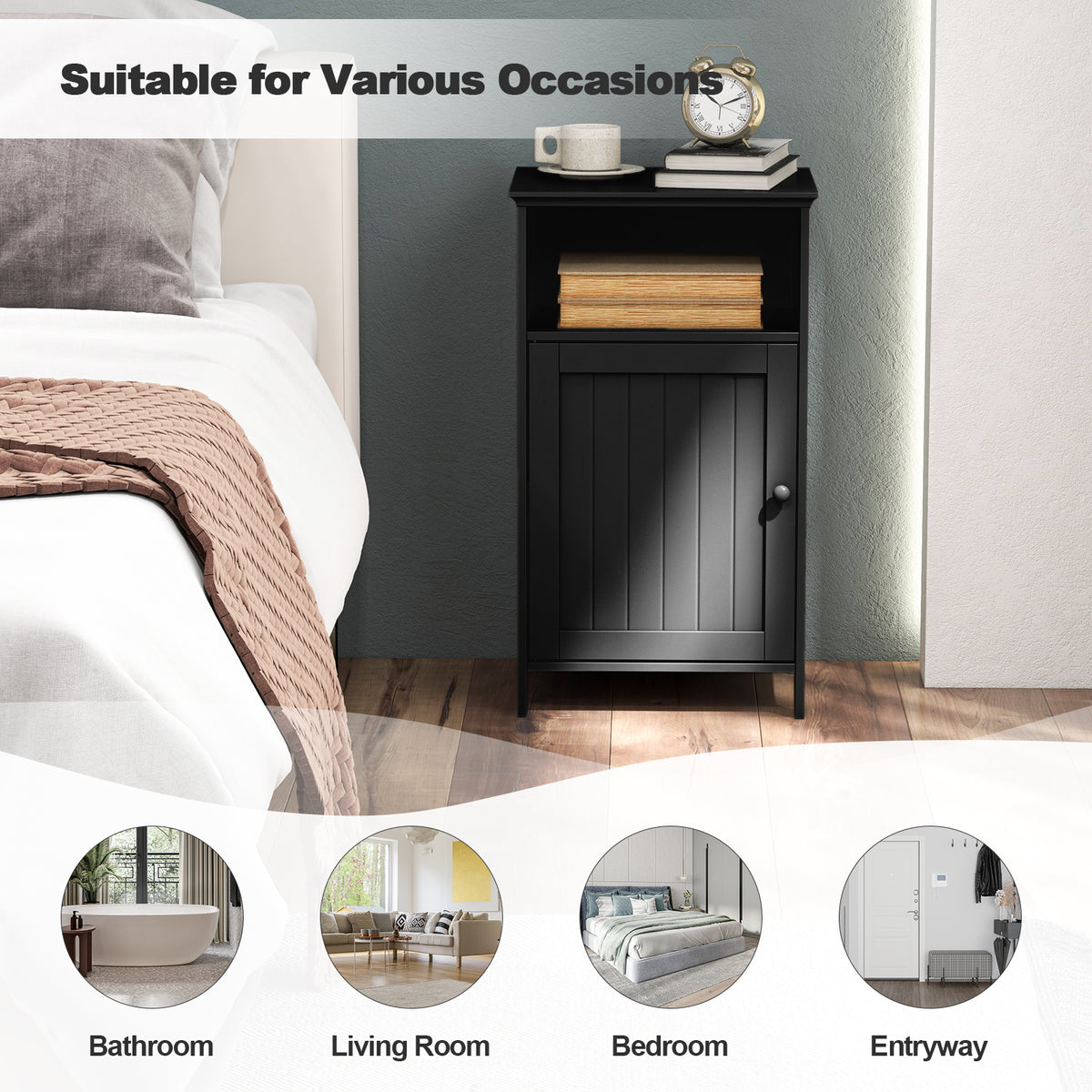 Bathroom Freestanding Floor Storage Cabinet with Adjustable Shelf