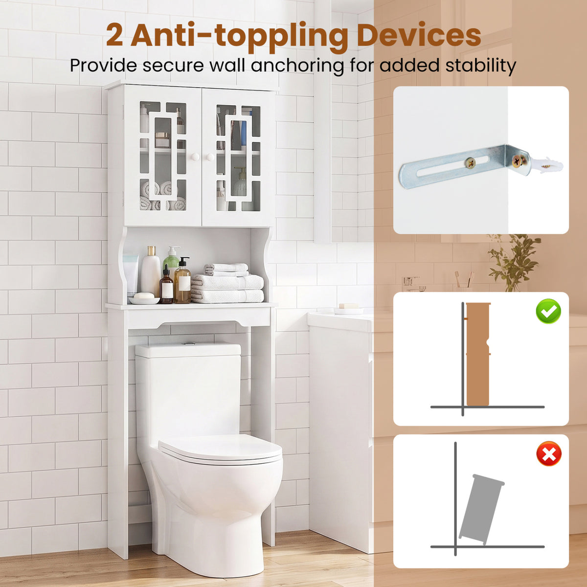 Bathroom Spacesaver Organizer with Adjustable Shelf