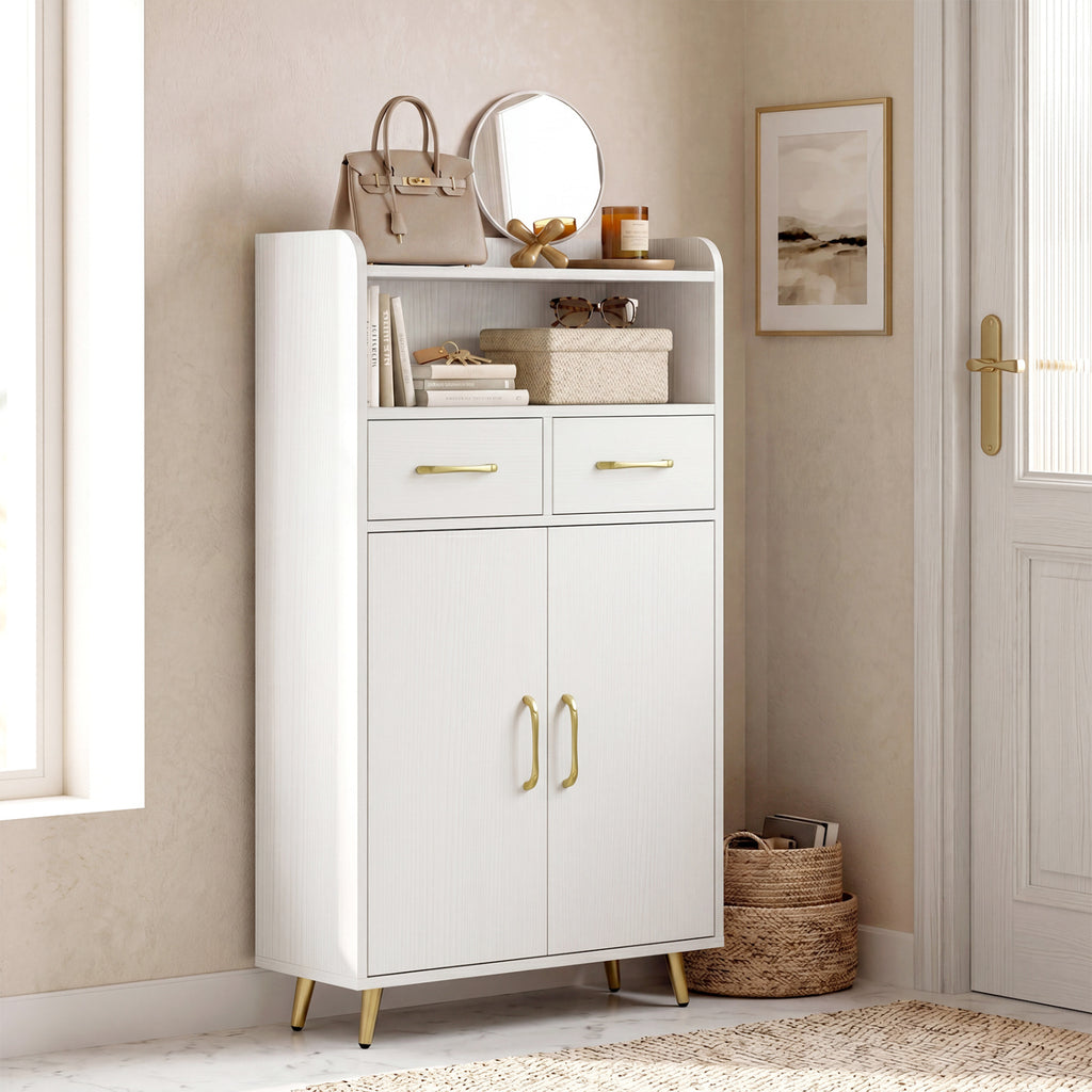 Bathroom Storage Cabinet Freestanding Floor with 2 Drawers and Doors